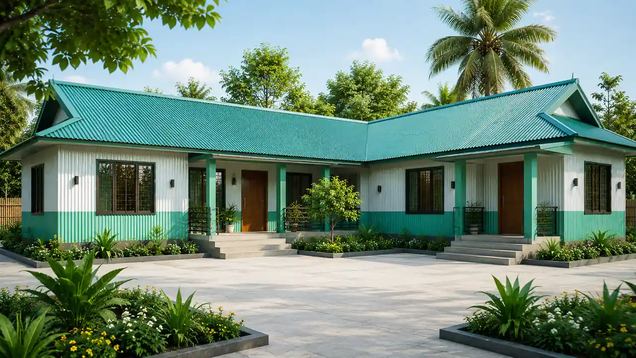L Shaped Colored Tin House